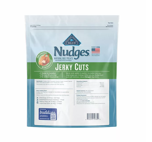 Blue Buffalo Nudges Natural Jerky Cut Dog Treats, Chicken Flavored, 40 oz.