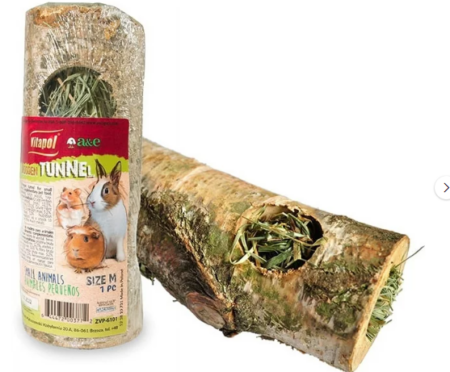 A&E Cage Small Animal Birch Tunnel with Hay - Medium