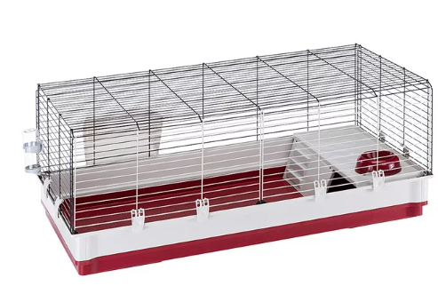 Ferplast Extra-Large Rabbit Cage | Rabbit Cage Measures 47.2 x 23.6 x 19.7 Inches & Includes ALL Accessories | Burgundy & Cream