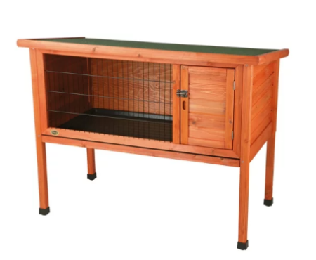 TRIXIE Elevated Weatherproof Outdoor 1-Story Wooden Small Animal Hutch with Tray, Brown