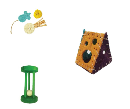 A&E Cage Co. Nibbles Play Day Bundle, 3 Loofah Toy Set for Small Animals