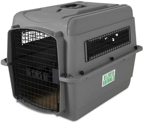 Petmate Sky Kennel IATA Complaint 28" Medium Dog Crate Travel Pet Carriers for Dogs 15-30 lb, Gray