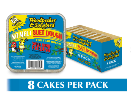 C & S Products No- Melt Suet Dough Woodpecker & Songbird Wild Bird Food, 10 oz- 8 Pack, Fresh