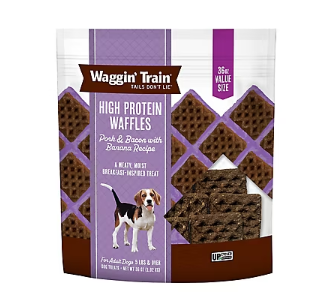 Waggin' Train High Protein Pork and Bacon Waffles with Banana, 36 oz.