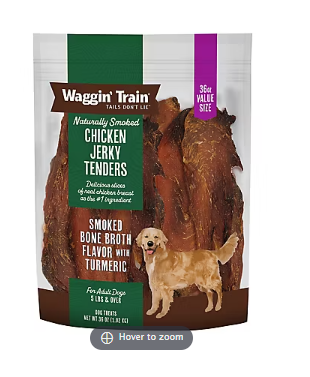 Waggin' Train Smoked Chicken Jerky with Bone Broth & Turmeric, 36 oz.