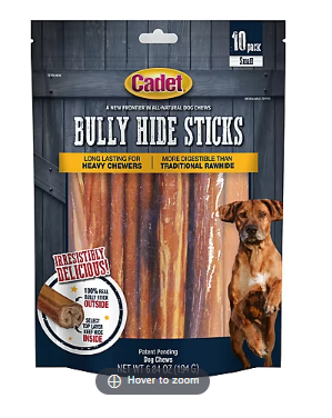 Cadet Small Bully Hide Sticks for Dogs, 10 ct.