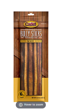 Cadet Large Beef Bully Sticks for Dogs, 6 ct.
