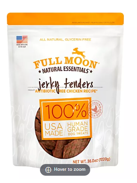 Full Moon All Natural Human Grade Dog Treats - Chicken Jerky Tenders, 36 oz.