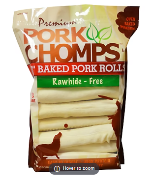 Premium Pork Chomps Baked Pork Rolls Dog Treats, 18 ct.