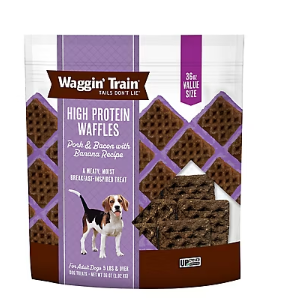 Waggin' Train High Protein Pork and Bacon Waffles with Banana, 36 oz.